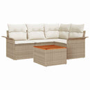 Havesofa Sæt med opbevaring 5 pcs Beige og creme polyrattan
