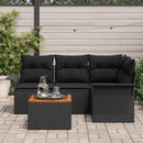 Havesofa Sæt med opbevaring 5 pcs Sort polyrattan