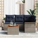 Havesofa Sæt med opbevaring 5 pcs Grå og Marineblå polyrattan