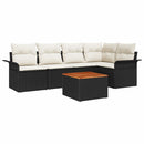 Havesofa Sæt med opbevaring 6 pcs Sort og Cream polyrattan