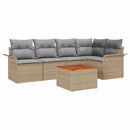 Havesofa Sæt med opbevaring 6 pcs Beige og lys grå polyrattan