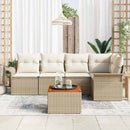 Havesofa Sæt med opbevaring 6 pcs Beige og creme polyrattan