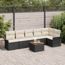 Havesofa Sæt med opbevaring 7 pcs Sort og Cream polyrattan