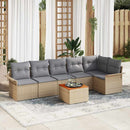 Havesofa Sæt med opbevaring 7 pcs Beige og lys grå polyrattan