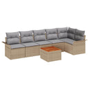 Havesofa Sæt med opbevaring 7 pcs Beige og lys grå polyrattan