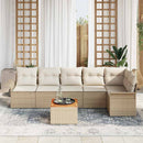 Havesofa Sæt med opbevaring 7 pcs Beige og creme polyrattan