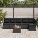 Havesofa Sæt med opbevaring 7 pcs Sort polyrattan