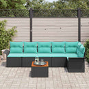 Havesofa Sæt med opbevaring 7 pcs Sort og turkis polyrattan