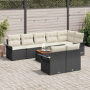 Havesofa Sæt med opbevaring 9 pcs Sort og Cream polyrattan
