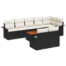 Havesofa Sæt med opbevaring 9 pcs Sort og Cream polyrattan