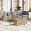 Havesofa Sæt med opbevaring 9 pcs Beige og lys grå polyrattan