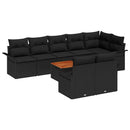 Havesofa Sæt med opbevaring 9 pcs Sort polyrattan