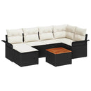 Havesofa Sæt med opbevaring 7 pcs Sort og Cream polyrattan