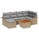 Havesofa Sæt med opbevaring 7 pcs Beige og lys grå polyrattan
