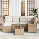 Havesofa Sæt med opbevaring 7 pcs Beige og creme polyrattan