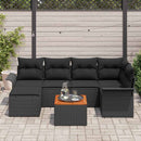 Havesofa Sæt med opbevaring 7 pcs Sort polyrattan