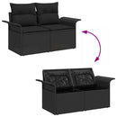Havesofa Sæt med opbevaring 7 pcs Sort polyrattan