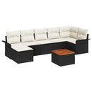 Havesofa Sæt med opbevaring 8 pcs Sort og Cream polyrattan
