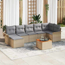 Havesofa Sæt med opbevaring 8 pcs Beige og lys grå polyrattan