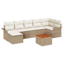 Havesofa Sæt med opbevaring 8 pcs Beige og creme polyrattan