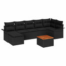 Havesofa Sæt med opbevaring 8 pcs Sort polyrattan