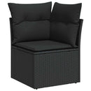 Havesofa Sæt med opbevaring 8 pcs Sort polyrattan