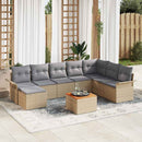 Havesofa Sæt med opbevaring 9 pcs Beige og lys grå polyrattan
