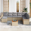 Havesofa Sæt med opbevaring 9 pcs Beige og lys grå polyrattan