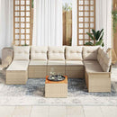 Havesofa Sæt med opbevaring 9 pcs Beige og creme polyrattan