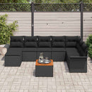Havesofa Sæt med opbevaring 9 pcs Sort polyrattan