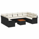 Havesofa Sæt med opbevaring 10 pcs Sort og Cream polyrattan