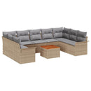 Havesofa Sæt med opbevaring 10 pcs Beige og lys grå polyrattan