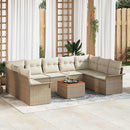 Havesofa Sæt med opbevaring 10 pcs Beige og creme polyrattan