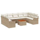 Havesofa Sæt med opbevaring 10 pcs Beige og creme polyrattan