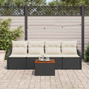 Havesofa Sæt med opbevaring 5 pcs Sort og Cream polyrattan
