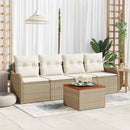 Havesofa Sæt med opbevaring 5 pcs Beige og creme polyrattan