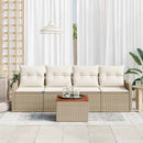 Havesofa Sæt med opbevaring 5 pcs Beige og creme polyrattan