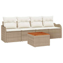 Havesofa Sæt med opbevaring 5 pcs Beige og creme polyrattan