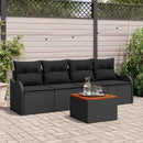 Havesofa Sæt med opbevaring 5 pcs Sort polyrattan