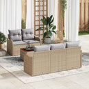 Havesofa Sæt med opbevaring 6 pcs Beige og lys grå polyrattan