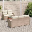 Havesofa Sæt med opbevaring 6 pcs Beige og creme polyrattan