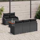 Havesofa Sæt med opbevaring 6 pcs Sort polyrattan