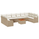 Havesofa Sæt 11 stk. Beige og creme polyrattan