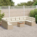 Havesofa Sæt 11 stk. Beige og creme polyrattan