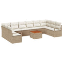 Havesofa Sæt 11 stk. Beige og creme polyrattan