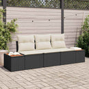 Havesofa Sæt 3 pcs Sort og cremefarvet Poly rattan