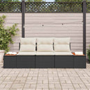 Havesofa Sæt 3 pcs Sort og cremefarvet Poly rattan