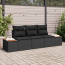 Havesofa Sæt med opbevaring 3 pcs Sort Poly rattan