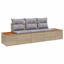 Havesofa Sæt med opbevaring 3 pcs beige og lysegrå Poly rattan