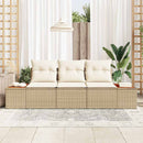 Havesofa Sæt 3 pcs beige og cremefarvet Poly rattan